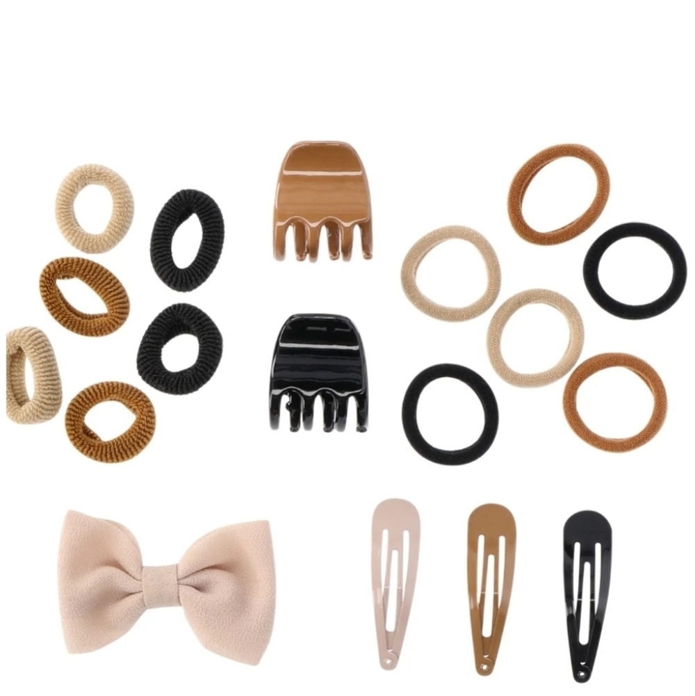 Hair Accessories 18 Piece Set In Storage Case - Neutral Tones